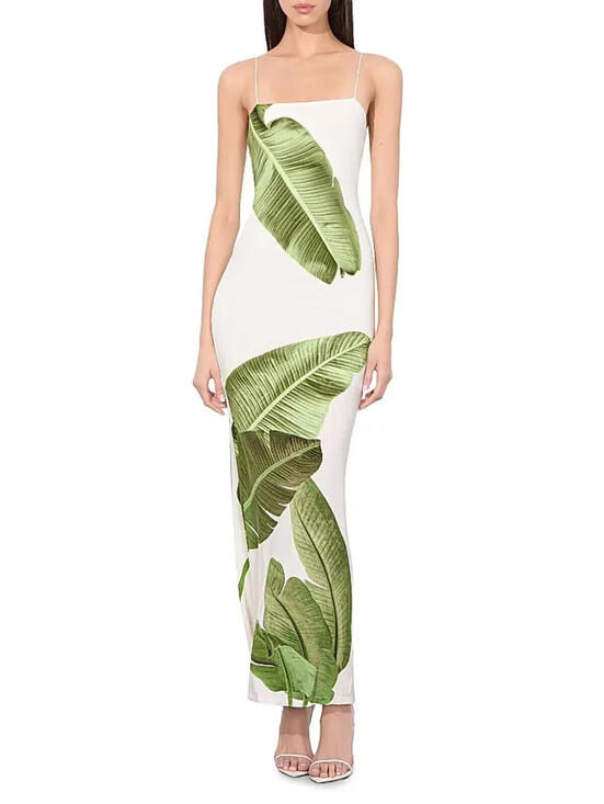 Dresses & Skirts - NEW,  Alice + Olivia Fifi Leaf Maxi Dress in Jungle Palm Off White Sz 8 #MD1766